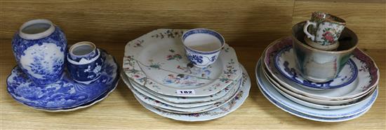 A collection of 18th century and later Chinese porcelain plates